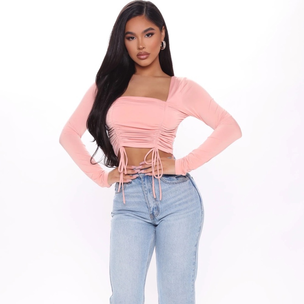 What’s The Ruche Cropped Top - Pink